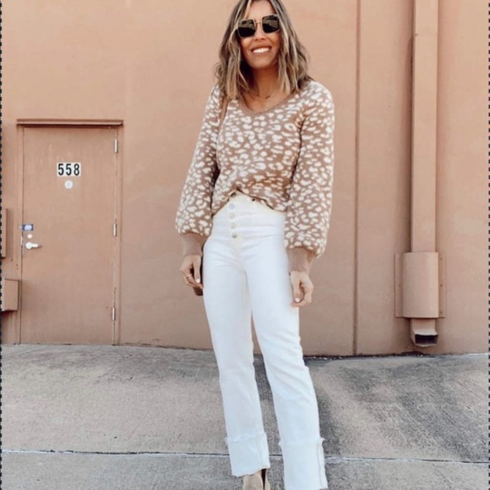 NWT A&F Fuzzy Cheetah Eyelash Sweater - Picture 2 of 3